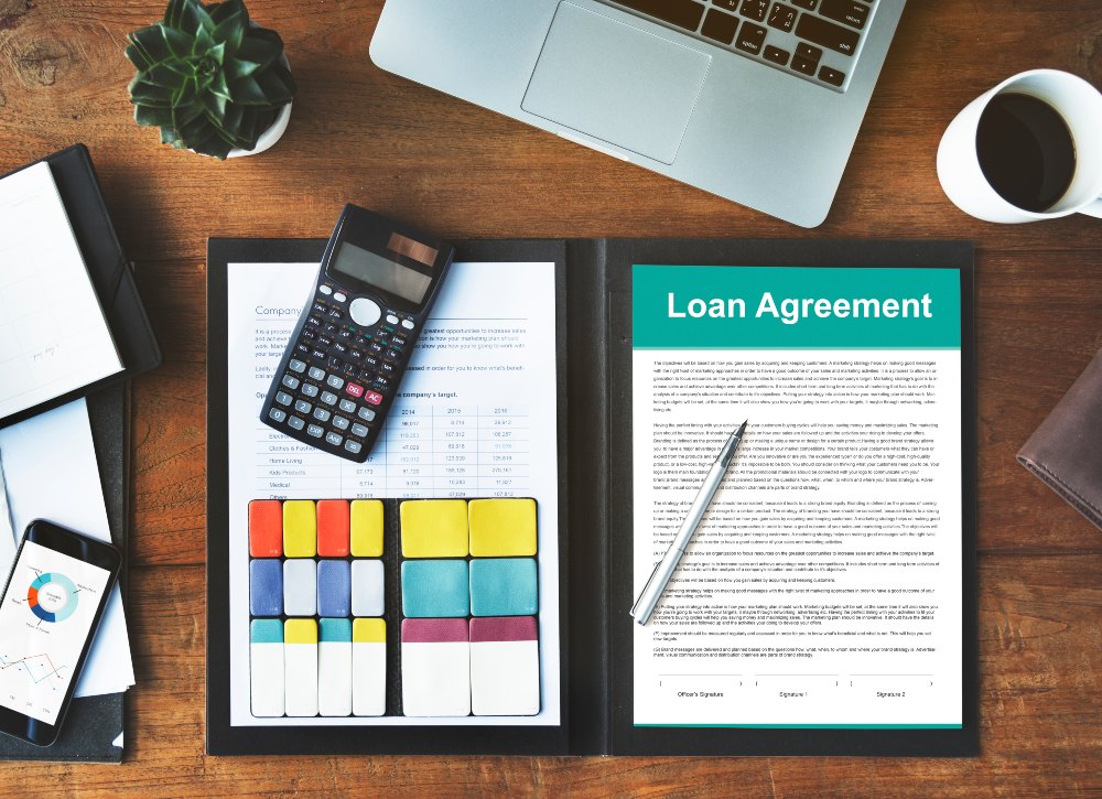 loan agreement contract display on a table